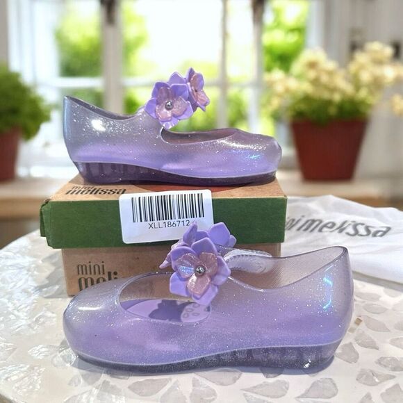 Mini Melissa Ultragirl Flower II Glitter Purple Jelly Shoes Toddler Size 7 NWT - Picture 7 of 10